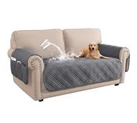 BellaHills Housse de canapé 2 Places 100% imperméable - Housse Lavable avec Poche latérale - Protection pour canapé pour Animaux domestiques (Gris)