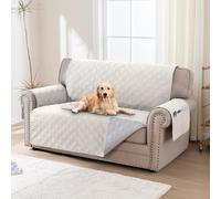 BellaHills Housse de Canapé 2 Places,100% Protege Canape Impermeable,avec Poches Latérales,pour Enfants, Animaux de Compagnie, Chiens, Chats,Beige