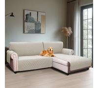 BellaHills Housse De Canapé Imperméable 2 Places,Meridienne Côté Droit,Housse Anti-Taches,Housse Lavable Machine,Forme de L 205cm,Blanc Neige