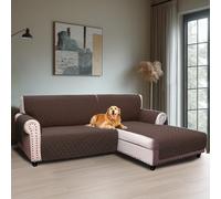 BellaHills Housse De Canapé Imperméable 2 Places,Meridienne Côté Droit,Housse Anti-Taches,Housse Lavable Machine,Forme de L 205cm,Brun