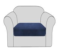 BellaHills Housse de coussin en velours extensible pour canapé - Housse de coussin modulaire avec ourlet élastique (1 pièce, bleu marine)