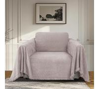 BellaHills Housse de Fauteuil en Chenille Taupe Clair 180x230 cm - Protection Imperméable Japandi Anti-Griffures, Lavable en Machine
