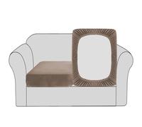 BellaHills Lot de 2 housses de coussin en velours extensible pour canapé - Housse de coussin modulaire avec ourlet élastique - Taupe