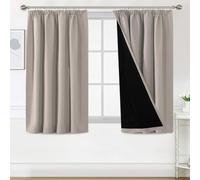 BellaHills Lot de 2 rideaux 100 % opaques avec galon fronceur, protection contre le froid, occultants, insonorisants, pour salon - 137 x 117 cm (H x l) - Naturel