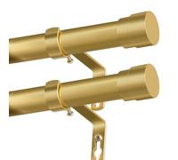 BellaHills Lot de 2 tringles à rideaux réglables avec embouts métalliques pour rideaux à œillets - 25 mm - 76 à 190 cm - Pour salon, chambre à coucher - Doré