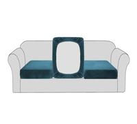 BellaHills Lot de 3 housses de coussin en velours extensible pour canapé - Housse de coussin modulaire - Dessous élastique (Bleu sarcelle foncé)