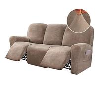 BellaHills Lot de 8 housses de canapé inclinables en velours extensible pour 3 coussins de canapé inclinable, housses de meubles, ajustement personnalisé, épais, doux et lavable, taupe