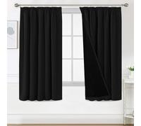 BellaHills Rideau Anti-Bruit Occultant 100% Opacité, Rideaux Occultant Thermique Isolant pour Salon Moderne et Cuisine,Noir - Facile à Installe,140x175 cm,2 Panneaux