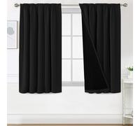 BellaHills Rideau Insonorisant Occultant 100% Noir Plissé, Isolation Thermique et Économie d'Énergie,Noir - pour Chambre/Studio,2 Panneaux,140x145cm