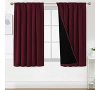 BellaHills Rideau Insonorisant Occultant 100% Noir Plissé, Isolation Thermique et Économie d'Énergie, Rouge Vin Foncé - pour Chambre/Studio,2 Panneaux,140x145cm