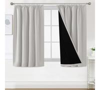 BellaHills Rideau Occultant 100% Noir Plissé pour Chambre et Salon,Double Rideaux Occultant et Thermique,Rideau Occultant Court,117x137 CM,2 Panneaux,Nature Écru