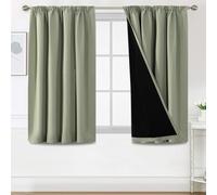 BellaHills Rideau Occultant 100% Noir Plissé pour Chambre et Salon, Double Rideaux Occultant et Thermique, 117x137 CM, 2 Panneaux, Vert Sauge