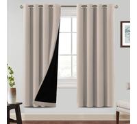 BellaHills Rideau Occultant Court,100% Rideau Occultant,Rideaux Occultant Thermique Isolant,pour Salon et Chambre,132 * 214 CM,2 Panneaux,Beige Clair