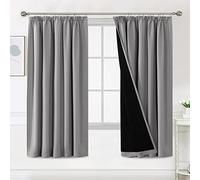 BellaHills Rideaux 100% occultants pour Chambre à Coucher - Rideaux plissés à Isolation Thermique avec Doublure Noire - Lot de 2 Panneaux de 168 x 183 cm - Gris Tourterelle