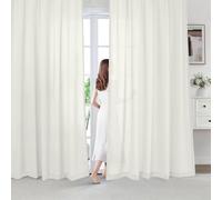 BellaHills Rideaux Court Blanc Voilage à Oeillet Lot de 2 Rideaux Transparent Intérieurs pour Chambre Salon 140x122cm Blanc Ivoire