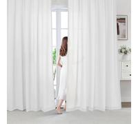 BellaHills Rideaux Court Blanc Voilage à Oeillet Lot de 2 Rideaux Transparent Intérieurs pour Chambre Salon 140x122cm Blanc