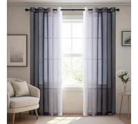 BellaHills Rideaux Dégradés Noir, Voilage Léger à Oeillets, 140x145CM, Lot de 2 pour Intérieur Contemporain