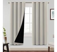 BellaHills Rideaux Occultant,Rideau Occultant Isolant Thermique Anti Froid,100% Tenture Occultante,pour Maison Salon et Chambre, 2 Panneaux,140x225 CM,Nature Écru