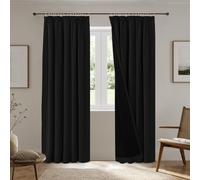 BellaHills Rideaux Occultants 140x225 CM, Lot de 2 Panneaux Blackout Opaques pour Salon Chambre Salle à Manger, Noir