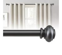 BellaHills Tringle à Rideaux, 76-150cm Tringle à Rideau Extensible avec Bouton Cap, Support de Fixation Inclus, Ø25mm en Acier Inoxydable Réglable,Gris