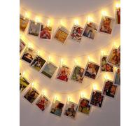 BELLALICHT Guirlande lumineuse à LED pour photos - 6 m - 40 LED - Avec boîtier à piles - Pour salon, Noël, mariages, fête - Jaune chaud