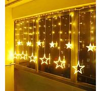 BELLALICHT Guirlandes Lumineuses Rideau lumineux led mariage exterieur interieur Guirlande lumineuse LED à Piles 138 leds 2 Etoiles 8 Modes Décor Noël Soirée Party Chambre terrasse patio Blanc Chaud