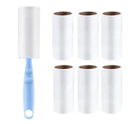 BELLALICHT Lot de 7 rouleaux de papier anti-peluches avec 1 poignée, extra adhésif, pour vêtements, cheveux, poils de chat, poils de chien, 60 feuilles/rouleaux