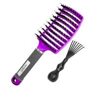 BellaLine Brosse à cheveux incurvée anti-traction - Démêlage sans douleur, convient aux cheveux humides et secs, légère, poignée ergonomique, universelle pour tous les types de cheveux (violet)