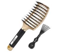 BellaLine Brosse à cheveux incurvée anti-traction - Démêlage sans douleur, convient aux cheveux secs et mouillés, légère, poignée ergonomique, universelle pour tous les types de cheveux, dorée