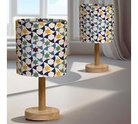 Bellaluma Lampe de chevet chambre lampe de table salon veilleuse d'ambiance abats-jour design multicolore lumiere E14 Led lampe chevet originale pieds modernes en bois (Star Of Alhambra, 2 unités)