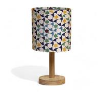 Bellaluma Lampe de chevet chambre lampe de table salon veilleuse d'ambiance abats-jour design multicolore lumiere E14 Led lampe chevet originale pieds modernes en bois (Star Of Alhambra, 1 pièce)