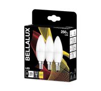 BELLALUX Lampe à LED, culot E14, blanc chaud (2700K), dépolie, forme bougie, en remplacement d'une ampoule classique de 25W, paquet double, Givrée