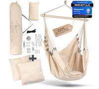 BELLAMATILDA® Fauteuil suspendu 100 % coton extra long et 3 coussins Chaise suspendue pour l'extérieur et l'intérieur Siège suspendu XXL pour adultes et enfants jusqu'à 150 kg jardin salon balcon