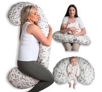 BellaMoon Oreiller de grossesse 3 en 1 - Oreiller de soutien complet pour femmes enceintes - Oreillers de grossesse réglables en forme de C pour dormir, allaiter et chaise longue - Housse lavable en