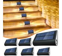 Bellanny 6 Pièces Lampe Solaire Exterieur, Lampes Solaires D'escalier D'extérieur Blanc Chaud, IP65 Étanches Eclairage de Marche à LED Lampe Solaire pour Jardin, Patio, Garage, Marche, Escaliers