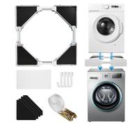 Bellanny Cadre intermédiaire universel pour machine à laver, kit d'empilage avec corde à cliquet, cadre de machine à laver, sèche-linge, 53 à 68 cm, taille réglable, accessoires pour sèche-linge, tour