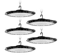 Bellanny Projecteur LED Industriel 200W 5 Pièces, 20000LM Projecteur LED Lumière d'entrepôt, IP65 Étanche UFO LED Spot Intérieur, 6500K Blanc Froid Plafonnier LED pour Garage Atelier Gymnase