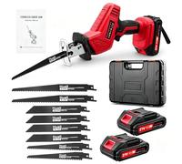 Bellanny Scie Sabre Sans Fil, 21V Scie Sabre à Batterie avec 2×2000mAh Batteries, Vitesse Réglable de 0-4000RPM, Remplacer la Lame de Scie Sans Outils avec 8 Lames pour Coupe de Bois Métal Branches