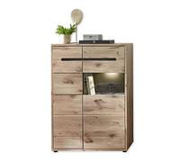 Bellano Viking Vitrine Aspect chêne Graphite - Vitrine Moderne avec éclairage LED et Beaucoup d'espace de Rangement - 90 x 128 x 38 cm (l x H x P)
