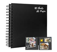 Bellanova 8 Pouces Album Photo Scrapbooking à Spirale, 20.5×20.5cm Livre Photo Personnalisable, couverture kraft, 40 feuilles 80 pages, DIY Carnet journal, Carnet Souvenir, Cahier Dessin (Noir)