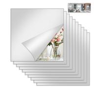 Bellanova Lot de 4/10 Films Miroir Adhesif Mural, Miroir Acrylique Carrés 20 x 20 cm, Installation Murale sans Perçage (10)