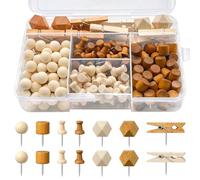 Bellanova Punaises Tableau liège en Bois - Lot de 200 punaises en Bois avec boîte, Multi-Formes pour Photos, Notes et Cartes (200)