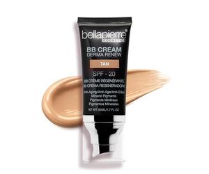 Bellapierre BB Crème SPF 20 | Correcteur, fond de teint et hydratant | Non toxique et sans paraben | Applicateur à pompe - 50 grammes - Tan