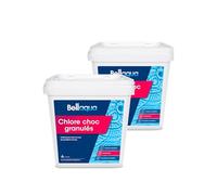 Bellaqua Chlore Choc Piscine 2 x 5 kg - Granulés Chlore Choc Rapide - Traitement Choc et Entretien Régulier - Désinfection Eau Verte et Eau Trouble