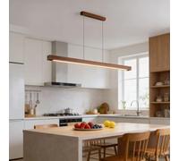 Bellastein Bois Lampe à suspension LED dimmable table à manger lampe à suspension, Lampe Suspendue Réglable Avec Télécommande pour Salle à Manger,Cuisine de Bureau Salon Chambre (Bois-1, 80cm)