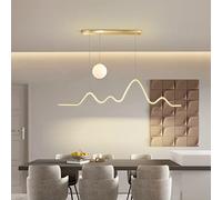 Bellastein Design moderne LED Restaurant lampe suspendue Design linéaire avec télécommande lampe suspendue hauteur réglable lampe suspendue pour Table bureau salon lampe suspendue (or, B)