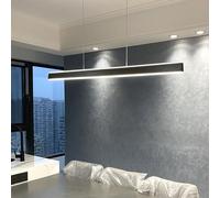 Bellastein Lampe à LED lampe à Pendentif de table conception linéaire moderne lampe à Pendentif de salon réglable en hauteur (3000k - 6000k) avec télécommande lampe à dôme réglable (noir, L150cm)