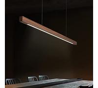 Bellastein lampe à suspension en bois dimmable avec télécommande lampe à suspension en bois poutre en bois hauteur réglable lampe à suspension salon, lampe décorative lampe en bois (noyer, L150cm)
