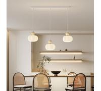 Bellastein Lampe à suspension LED lampe à suspension de table style crème trois têtes en forme de citrouille lampe à suspension circulaire lampe à suspension LED moderne (Disque long à 3 têtes)