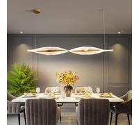 Bellastein Lampe à suspension LED moderne, Or LED Dimmable Salle à Manger Salon Luminaire Suspendus, Hauteur Réglable avec Télécommande Plafonnier pour Cuisine Bureau Chambre à coucher Lustre